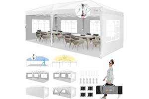 HOTEEL Carpa Plegable 3x6, Carpas para Exteriores Impermeable Anti-UV con Paredes Laterales, Pabellón de Jardín con Dispositivo de Instalación Rápida, para Jardín, Fiesta, Camping, Blanco