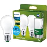 Philips Lighting Ultra Efficient LED Light Bulb, 4W Equivalent to 60W, E27 A60, Warm Light, 2700K, Energy Efficiency A, Pack