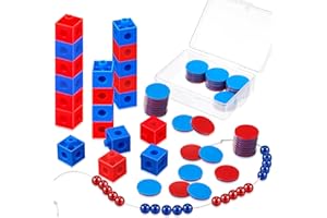 Geosar Mathematik Set Grundschule Rechenkette 1. Klasse Rot/Blau 20 Zählkette mit Zweifarbigen Kugeln 30 Zählchips 20 Mathe Würfel Grundschule Schüler Rechen Set Weihnachten Schultüte Füllung