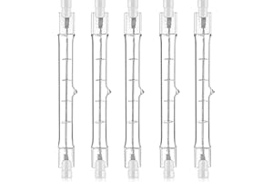 DEWFIGS ㅤ 5 Pezzi Halogen Lamp, R7S Lampadine Alogene 118mm 300W, 220-240V, 3100lm, Dimmerabile, Luce Calda 2500K Alta Efficienza Energetica Lunga Durata, Alternativa al LED R7S Illuminazione Interna ed Esterna