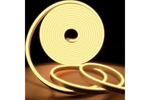 KSIBNW Neon LED Strip Light Waterproof IP65,32.8ft/10m 220v LED Light Strip,Flexible Cuttable Rope Light Neon Strip Light for Kitchen Bedroom Garden Lights,Outdoor Indoor Decor,Warm White