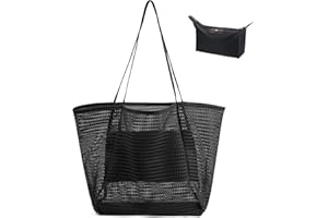 flintronic Mesh Beach Bag, Summer Beach Bag Oversized Ladies Tote Bag Shoulder Bag with Zipper Pockets Mesh Nylon Bag, Perfect for Beach Party Travel Picnic Vacation Shopping