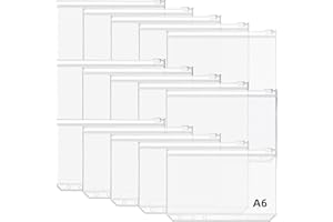 OLICKY A6 Binder Taschen, 15 Stück PVC 6 Löcher Bindertaschen Reißverschluss A6 Geld Budget Planner Zubehör für Notizbuch A6 Budget Binder Loseblattbeutel