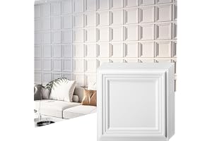 Art3d 3D dekorativa väggpaneler mattvit | 33 st, PVC, 2,97 m², 30 x 30 cm