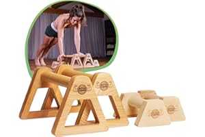 WOODPOWER PowerBars - Paralelos de madera para flexiones de apoyo para las articulaciones, barras antideslizantes para interior y exterior, calistenia y yoga