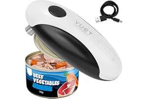 YUET Apriscatole Elettrico USB Ricaricabile, Apertura Automatica con Un Tocco, Senza Mani e Bordo Sicuro Levigato, Elettrodomestico Portatile per Anziani e Artritici, Mani Libere