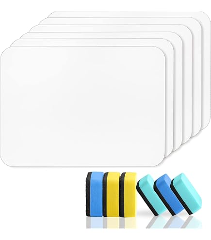 Lot De 10 Tableaux Blancs A4 Double Face - Portable, Effaçable à Sec, Avec Gommes - 4