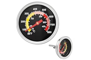 YUIO 2pcs 50-800°F BBQ Temperature Gauge, 52mm Stainless Steel Grill Thermometer, Charcoal Smoker thermometer with Color-Coded Dial for kamado, Weber, Charbroil, Chargriller, Blooma, Brinkmann