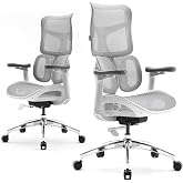 SIHOO DoroS100 Silla Ergon&oacute;mica Oficina Soporte Lumbar Din&aacute;mico Dual,Blanco | Reposabrazos Coordinados 4D, Ajuste de Respaldo