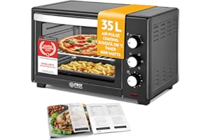 TZS First Austria - Mini-Four 35L 1600W - Four à pizza avec réglage de la température jusqu'à 230°C et revêtement antiadhésif - Avec minuteur de 60 min, 3 hauteurs d'insertion, plaque et grille
