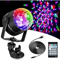 Anpro Discokugel LED Discolicht mit 15 Beleuchtungsform, Disco Lichteffekte 360°Drehbares RGB Partylicht Led Disco Ball…