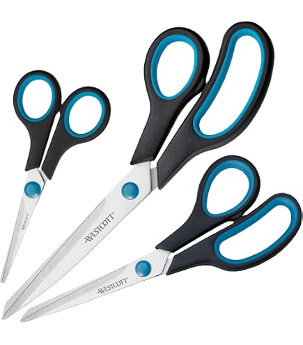 CCR Forbici Per Mancini, 18,5 Cm, 3 Pezzi, In Acciaio Inox Con Impugnatura Ergonomiche E Punte Arrotondate, Per Scuola Casa Ufficio