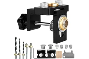 PEESHON 3 En 1 Kit de Plantilla Para Posicionamiento de Carpintería, 6/8/10/12/15mm Plantilla de Agujero de Bolsillo con Clip de Posicionamiento Guía de Perforación Ajustable Puncher Localizador