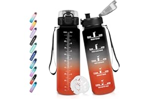 HoneyHolly Gourde 500ML, Étanche & Réutilisable, Gourde Sport, Motivation avec Filtre, Bouteille, Bouteille d'eau, Gourdes pour Gym, Enfant, Adulte, École, Bureau, Yoga, Camping