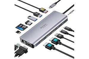 SELORE&S-GLOBAL Laptop USB C Docking Station Dual Monitor Multiport Adapter Dual HDMI Dock 14 in 1 USB C Hub Triple Display with 2 HDMI VGA Updated 10Gbps USB 3.1 PD 100W Network Audio for HP Surface Asus Dell