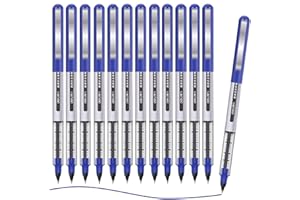 ARIEL-GXR Rollerball Pens, 12 PCS Blue Pens, 0.5mm Extra Fine Point Pen, Quick-Drying Ink Rolling Ball Pen, Liquid Ink Pens for Office, Home, Company, School (Blue)