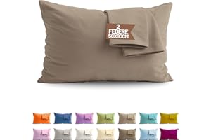 SONIT HOME DECOR Set 2 Federe Cuscini Letto 50x80 Cotone 100%, Coppia Fodere con chiusura a Busta Made in Italy - Terra