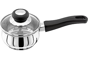 Judge Vista Stainless Steel Small Saucepan 12cm, 500ml, Shatterproof Vented Glass Lid, Induction Ready, Oven Safe