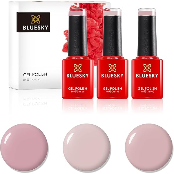 BLUESKY Gel Nagellack Set – 3 Glitzerfarben, 5 Ml, UV/LED Aushärtbar