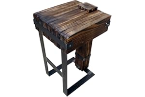 CHYRKA® Sgabello da bar (40x40 cm H=73 cm, Colore naturale) DROHOBYCZ mobile bar design moderno loft vintage legno naturale metallo fatto a mano