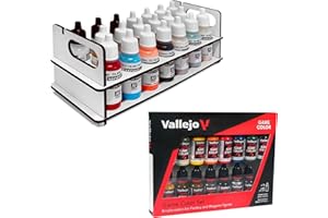 Silu- Postazione per pittura e supporto per colori Vallejo + Set di 16 colori Vallejo, multicolore (42,07)