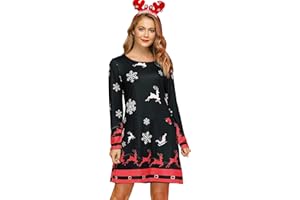 For G and PL Weihnachten Damen Ugly Langarm Kleid Party Kostüm Print S-XXL