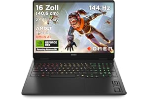 ‎HP OMEN Gaming Laptop, 16" WUXGA Display 1920×1200, 16:10, 144Hz, AMD Ryzen 9 8940HX, NVIDIA GeForce RTX 5070, 32GB RAM, 1TB SSD, Win 11, 4-Zonen-RGB-QWERTZ Wi-Fi 6, Shadow Black, inkl. 3 Monate GamePass