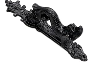 Mythrojan Aldaba antigua hecha artesanalmente con revestimiento de polvo negro para puerta delantera