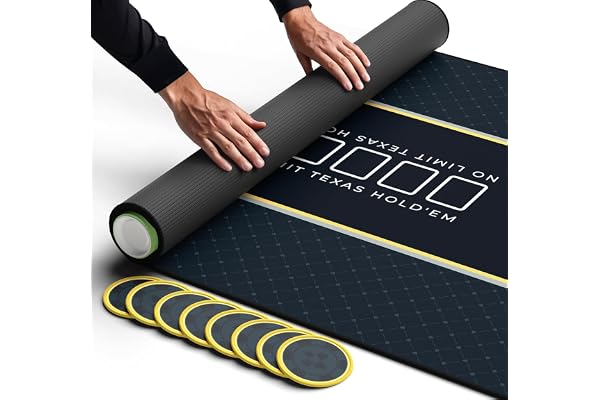 Newverest Tapis de Poker Texas Hold’em 180 × 90 cm – Tapis de Table de Casino pour Jusqu’à 10 Joueurs, soirées Jeux à la Maison | Tapis de Poker avec Housse Zippée, 8 sous-Verres, Coffret Cadeau