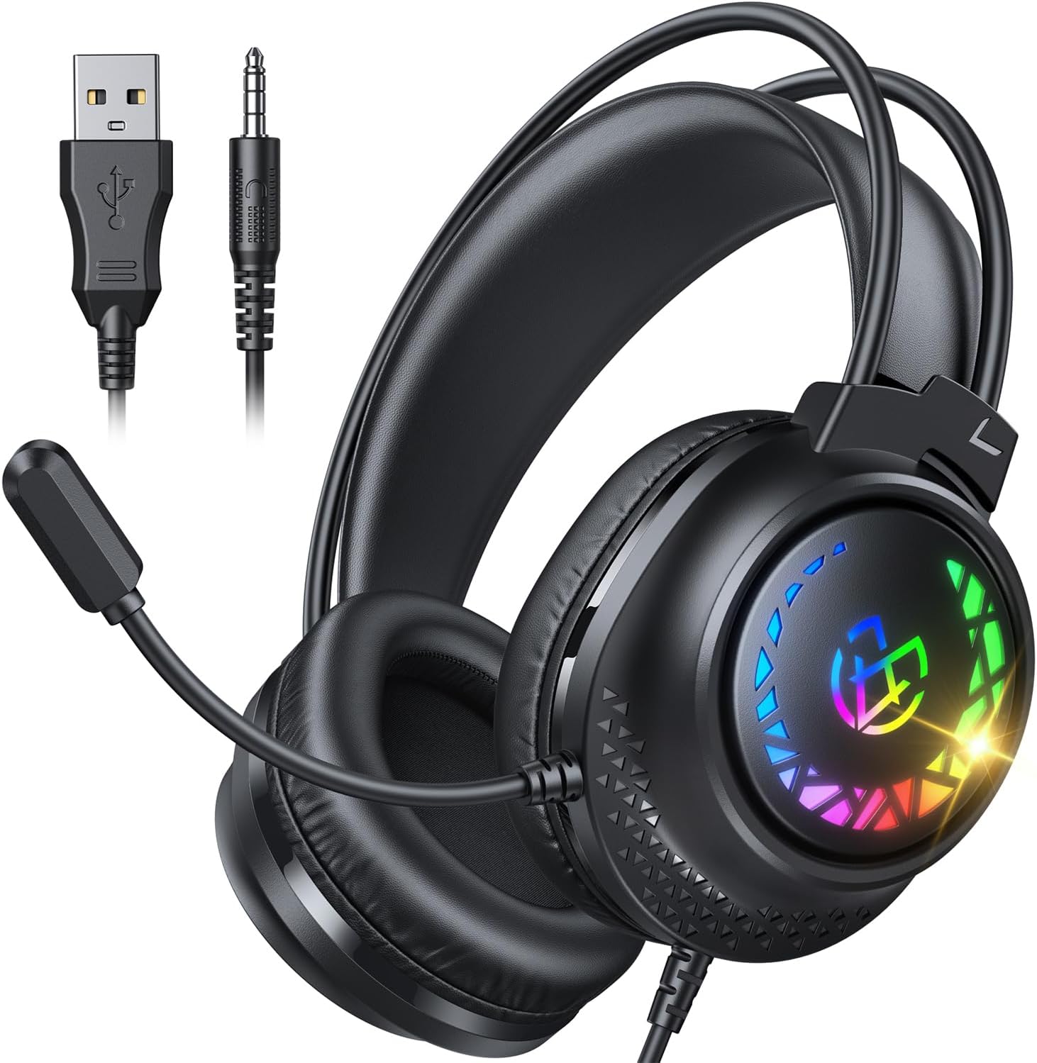 Tatybo Gaming Headset for Ps5 Ps4 Xbox Series X/S, Wired Gaming Headphones for Switch Xbox One PC Stereo Surround Sound Noise