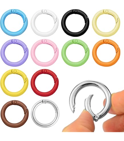 12 Mousquetons Ronds Multicolores - 2,4 Cm, Alliage De Zinc, Pour Sacs, Porte-clés, Bricolage