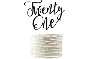 Arthsdite 1Pc Twenty One Cake Topper - 21st Happy Birthday Cake Decorations, 21 Birthday Party Decor, Wedding Anniversary Party Decorations - Black Glitter