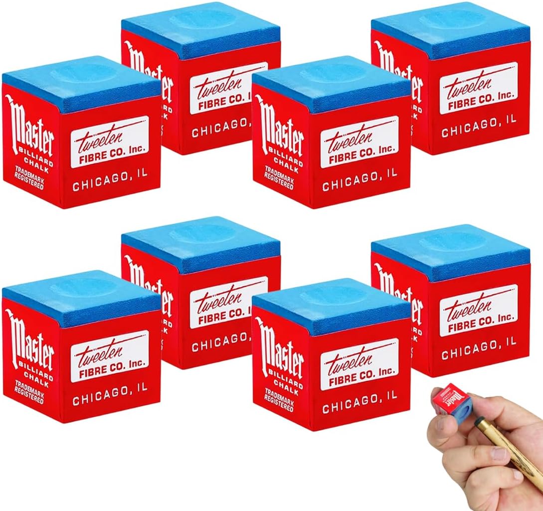 YIPFEN 8 piezas tizas de billar, estándar para tacos de billar antideslizantes para billar de billar, accesorios para billar tacos, tizas azules, accesorios de billar profesional