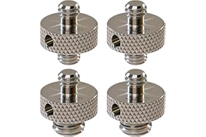Frgyee Upgraded Stainless Steels 1/4" Male to 1/4" Male & 1/4" Male to 3/8" Male Tripod Threaded Screw Adapter with Hole for Camera Light Stand with Hex-L Wrench 4 Pcs