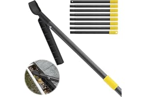 FASTDEPLE Narzędzie do czyszczenia rynien dachowych, do czyszczenia rynien z prętami 307 cm, szczotka do czyszczenia rynien i łopatka do czyszczenia liści