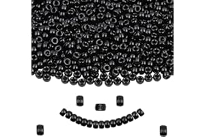 UCLEVER 1000 Pezzi Perline colorate con foro grande, 6 x 9 mm, per bracciali, collane, portachiavi, creazione di gioielli, fai da te (nero)