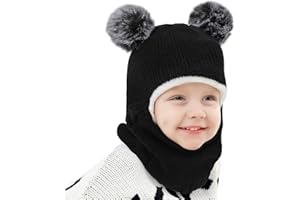AYPOW Cappello Passamontagna Invernale Caldo per Bambini da 1 a 6 Anni, Set Cappello Sciarpa Maglia Termica Antivento Multifunzione per Bambine Bambini Neonati, Cappuccio Berretti con Fodera in Pile
