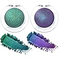 evpct 2Pcs Mermaid Duochrome Iridescent Eyeshadow Palette Bright Purple Emerald Green Blue Glitter Shimme Loose Eyeshadow Palette Pigments MultiChrome Chameleon Chrome Holographic Eyeshadow,2g,03&04