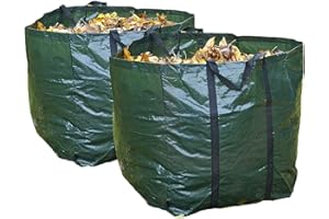 Summerlee Set of 2 Heavy Duty Garden Waste Bags with Carry Handles – Tough Reusable Premium 85L Collapsible Folding Lightweight UV Water Resistant Outdoor Bin Sack for Refuse Rubbish Leaves Grass Weed