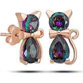 NEREZE 925 Ayar Mistik Topaz Taşlı Kedi Kadın G&uuml;m&uuml;ş K&uuml;pe