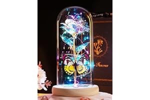 Beferr Mothers Day Rose Gifts for Mum,Galaxy Colorful Rose Birthday Gifts for Women,Mother Day Crystal Rainbow Flower Gift for Mum Her Grandma Wife Girlfriend Light Up Flower In Glass Dome Anniversary