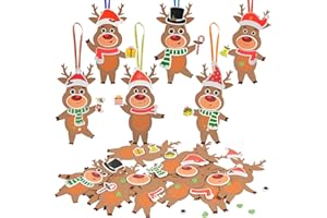 ‎LAMEK LAMEK 12 Rentier Bastelsets Kinder Kreative Weihnachtsbasteln Weihnachten Kunsthandwerk zum Basteln Kreativsets Moosgummi Bastelhandwerk für Jungen Mädchen Weihnachtsbaum Winter Neujahr