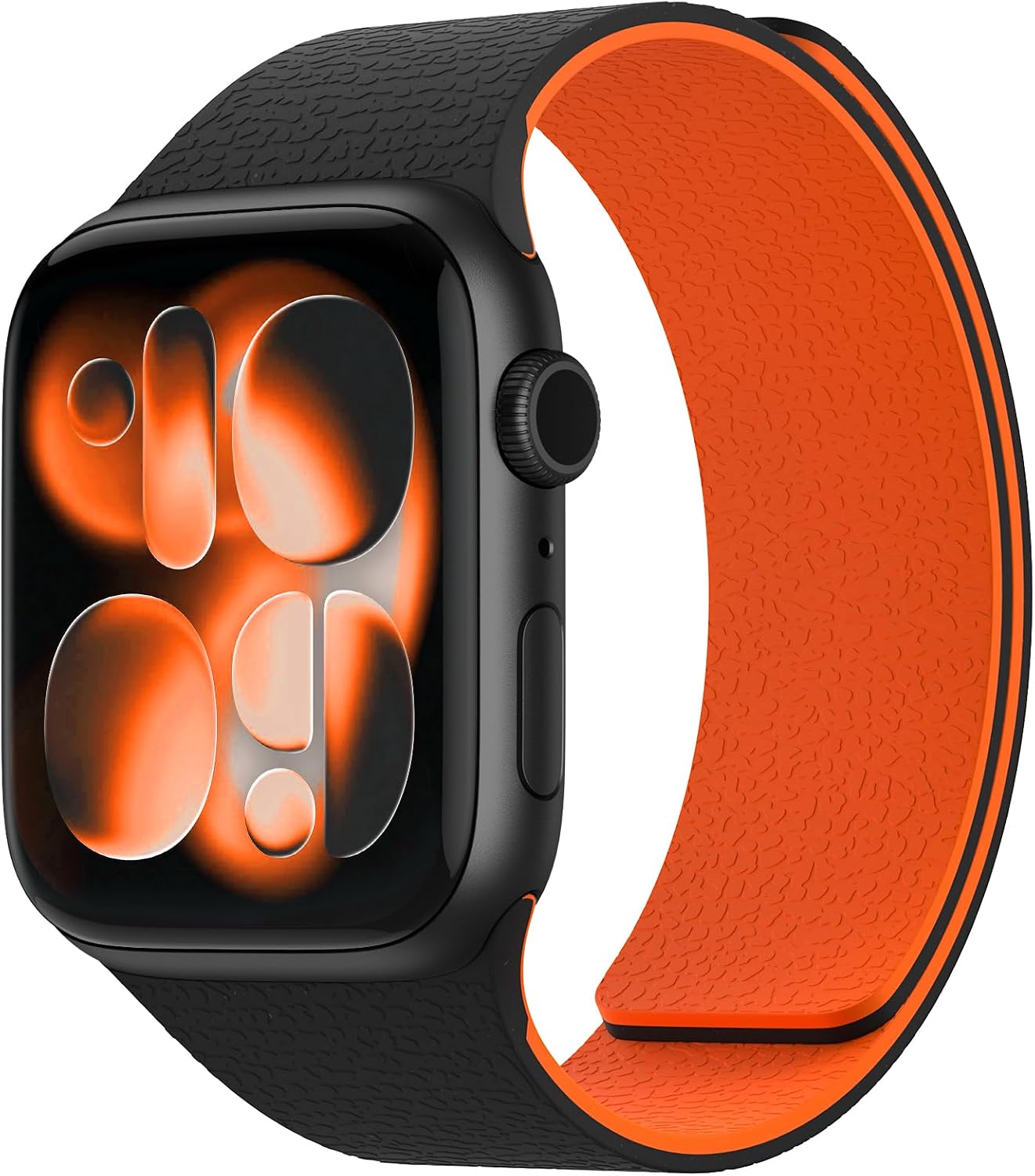 Nereides Compatible with Apple Watch Straps 46mm 45mm 44mm 49mm, Soft Magnetic Silicone Replacement Band for iWatch Series 11 10 9 8 7 6 5 4 SE SE2 SE3 Ultra 3/2/1 (Black+Orange)