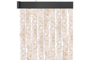Arsvita Insect Screen Curtain 56 x 185 cm (Width x Length) Fleece Curtain in Beige Mottled for Motorhome, Caravan, Narrow Doors, Thread Curtain Diameter 4 cm