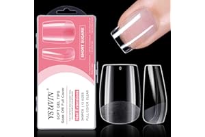 YSUVIN Capsule Americaine Ongle, 240PCS Carré Court Capsules Ongles 12 Tailles Différentes Artificiel Faux Ongles Pose Americaine Couverture Complète Pour Prothésiste Ongulaire Salons de Manucure