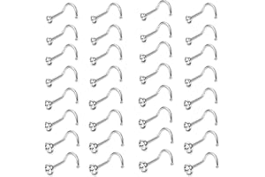 LOLIAS 60-240Pcs Piercing Nariz Anillo para Mujeres Hombres Acero Inoxidable CZ Piercings de Nariz Forma de L Pendiente de Nariz Piercing Joyería 20G-22G 1.5mm 2mm 2.5mm 3 mm