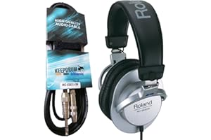 Roland RH-200S Headphones Silver + Keepdrum Extension Cable 3m