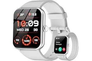 IOWODO R50 Reloj Inteligente para Hombre/Mujer con Bluetooth Llamadas, Pantalla de 1.85'' /Ritmo cardiaco/Oxígeno en Sangre/Estrés/Sueño 100+ Modos de Deporte para iOS Android (Gris)