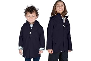 Breizh Ocean - Ciré imperméable enfant LANNION, intérieur jersey rayé avec col montant - Mixte, garçon ou fille - du 1 an au 14 ans