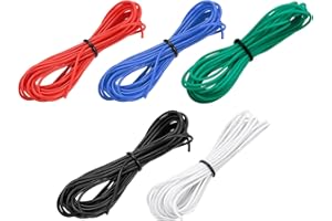 sourcing map 26AWG kabel elektryczny 3 m, drut pleciony, silikonowy, ocynkowany drut miedziany, każda 0,13 mm² Solid Elektronika Wire do lamp typu "zrób to sam", do modeli RC, urządzeń gospodarstwa